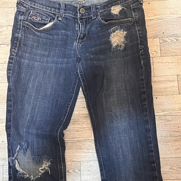 Hollister Social Stretch Distressed Women Jeans Size 1 Slim Dark Blue Skinny - Picture 9 of 10